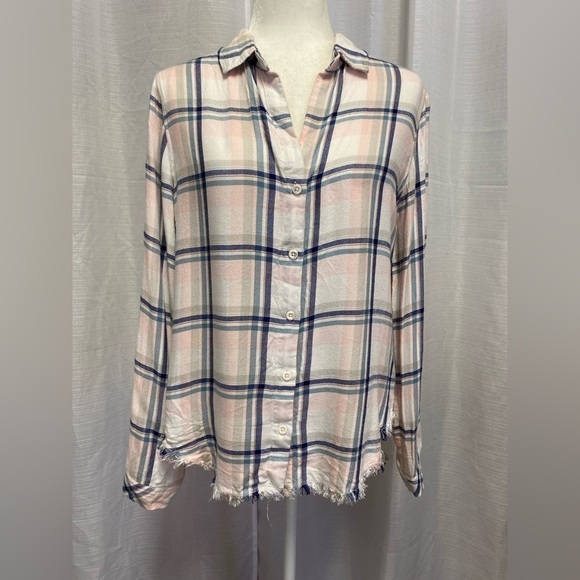 Cloth & Stone Frayed Hem Button Down Flannel Shirt | Size Small - Picture 1 of 8